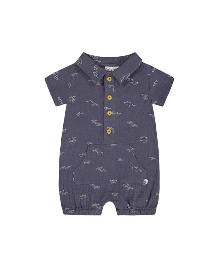 

Детский печатный муслиновый ромпер для мальчиков - Baby Deux par Deux, синий