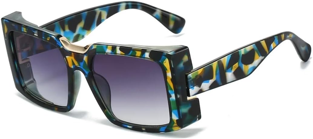 

Ретро-солнцезащитные очки в толстой оправе с леопардовым градиентом для женщин, яркие цвета, повседневные модные мужские очки с защитой от УФ-излучения UV400 SZVVBKK, Green Leopard