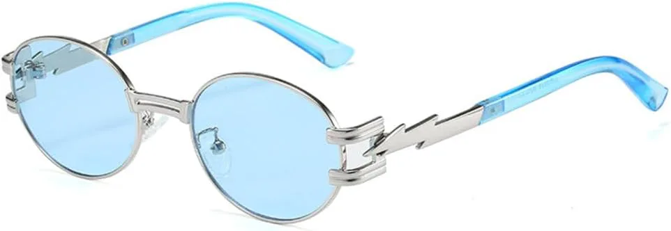 

Солнцезащитные очки овальной формы 2027 года для женщин и мужчин, в стиле ретро, ​​стимпанк, с градиентной оправой конфетных цветов MTZJH, C09 Silver Blue