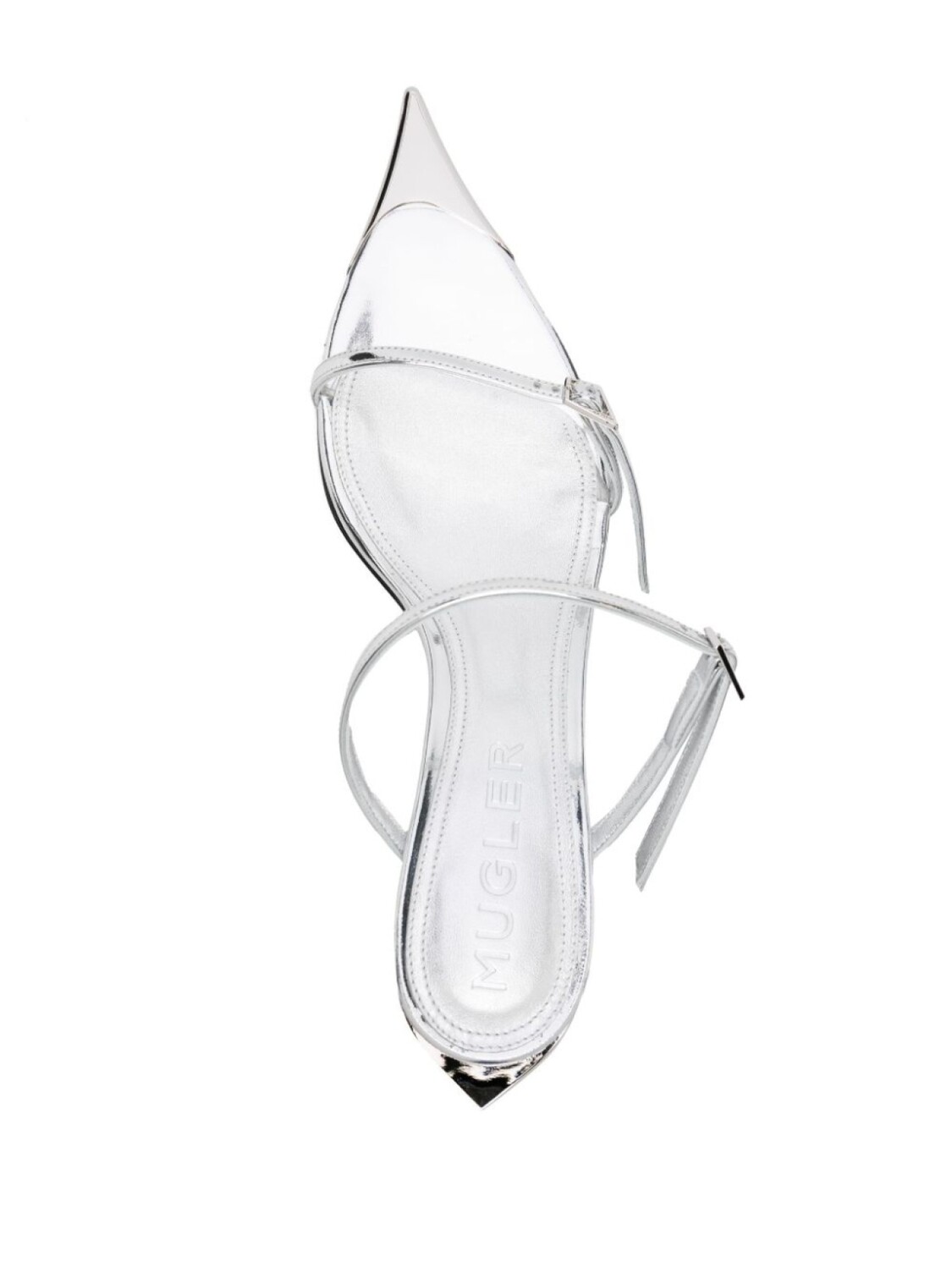 Мюли Mugler из металлизированной кожи 50 мм, серебристый — фото 4