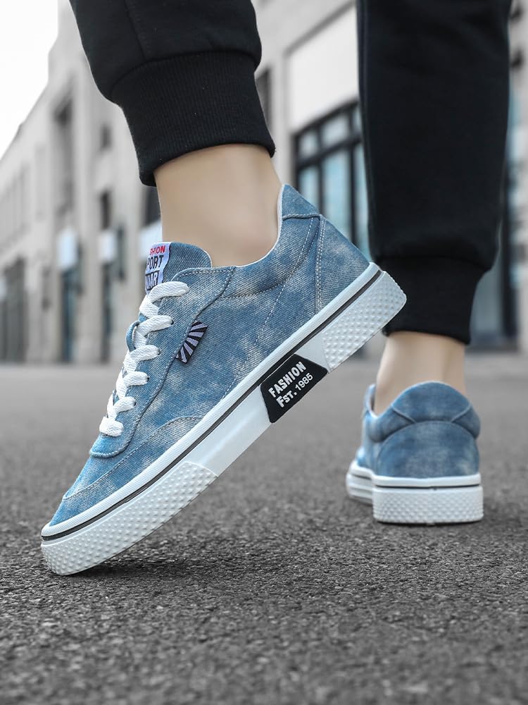 Кроссовки Men's Canvas Casual Shoes - All-Season Comfort with Non-Slip, Durable Soles for Skate-Inspired Style Spkfhd, светло-голубой — фото 4