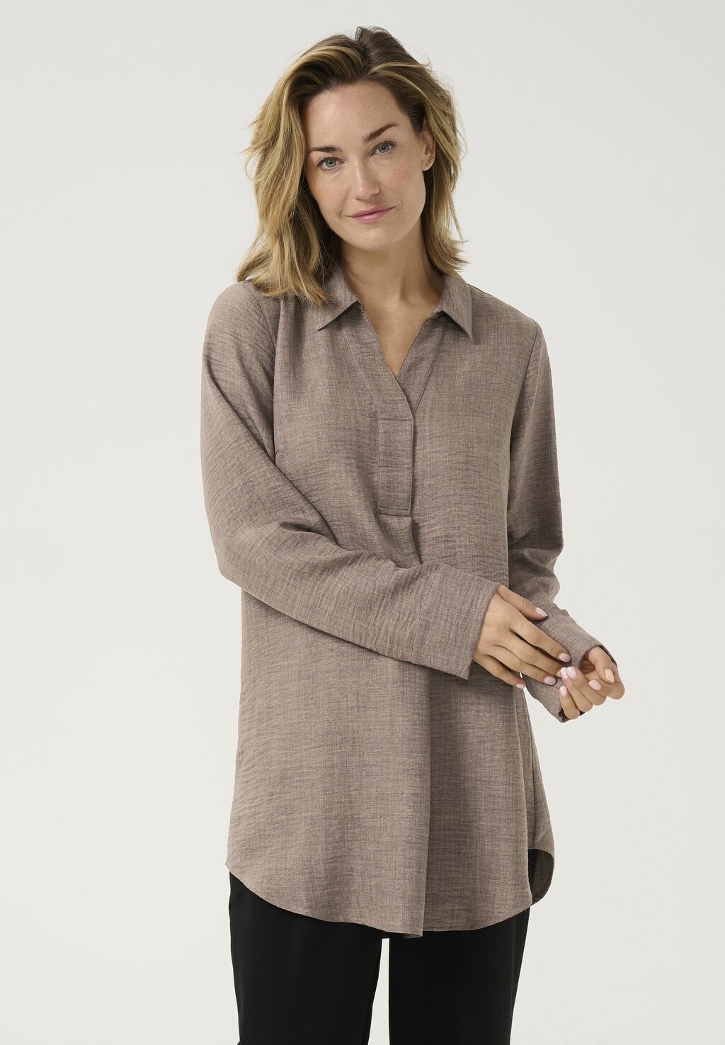 

Туника KAODA COLLAR NOTCH NECK CASUAL Kaffe, темно-коричневый