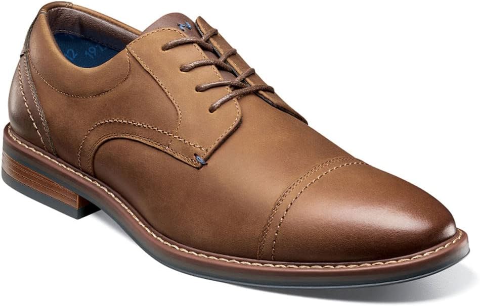 

Мужские оксфорды Nunn Bush Centro Flex с круглым носком, кожаные, удобные, с шнуровкой, для повседневной и официальной носки, Brown Crazy Horse