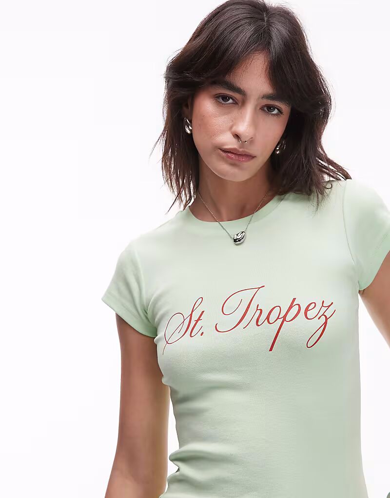 

Футболка Topshop Jersey St Tropez на каждый день зеленого цвета