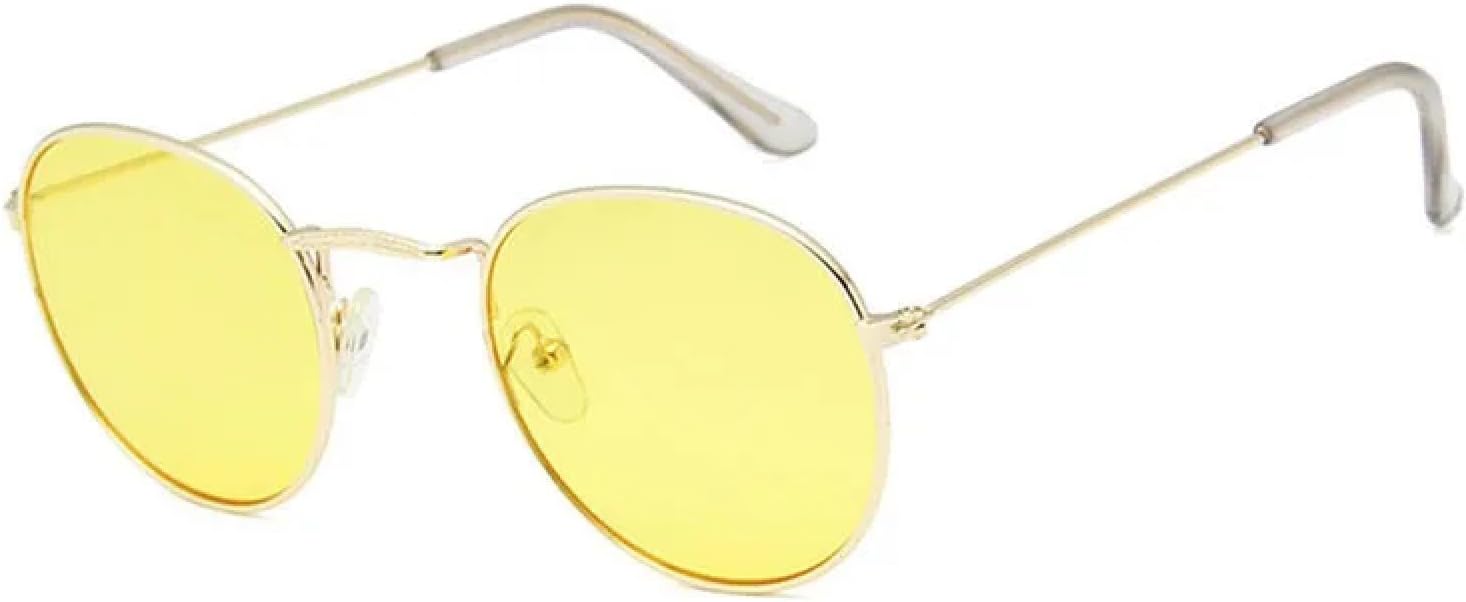 

Солнцезащитные очки с защитой UV400 | Круглая оправа, линзы конфетного цвета | Для женщин и мужчин, для занятий спортом на открытом воздухе и вождения DSVIGF, Gold Yellow