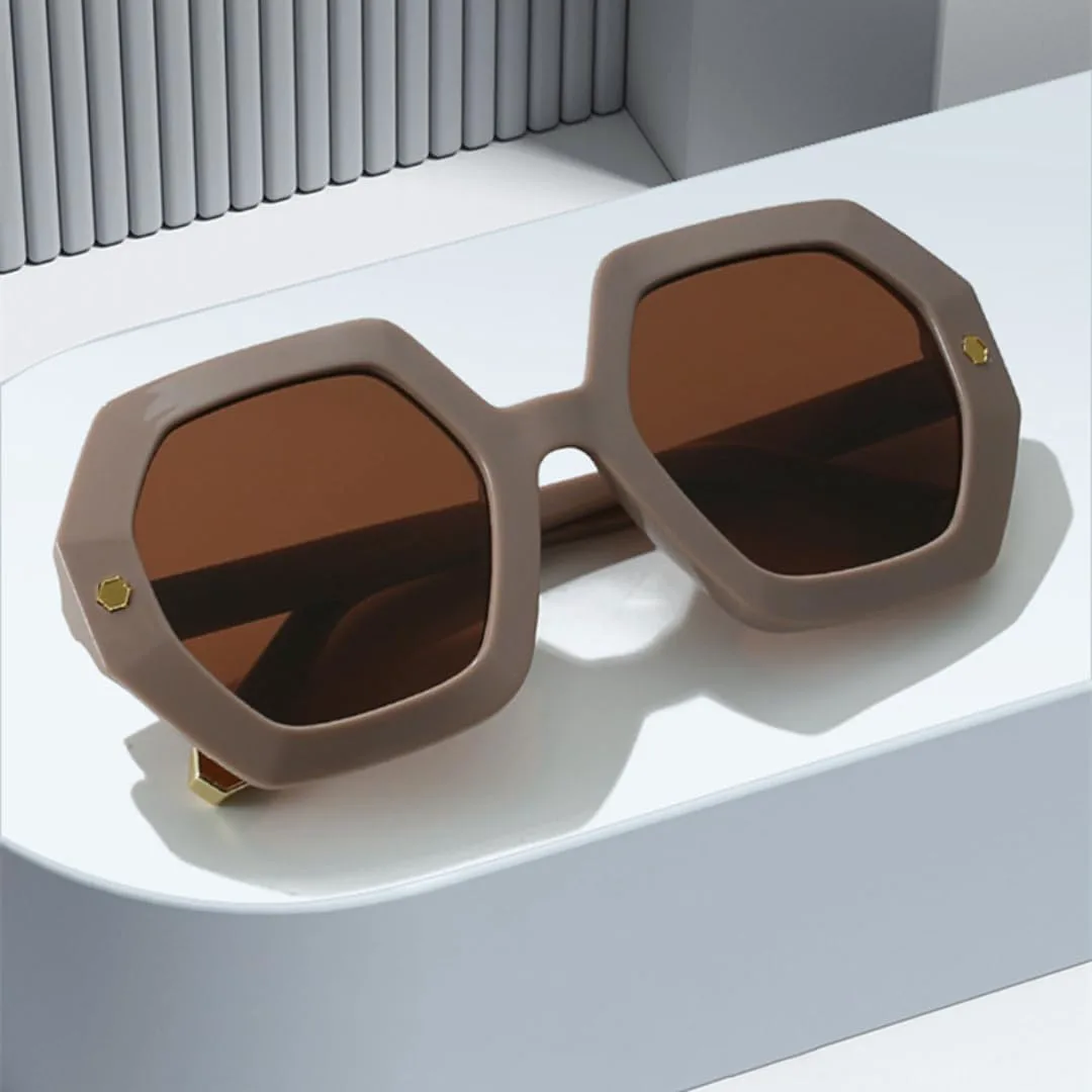 

Винтажные солнцезащитные очки Polygon для женщин и мужчин с металлическими заклепками, защитой от УФ-излучения UV400, модный градиентный дизайн UATXTAU, Black Orange