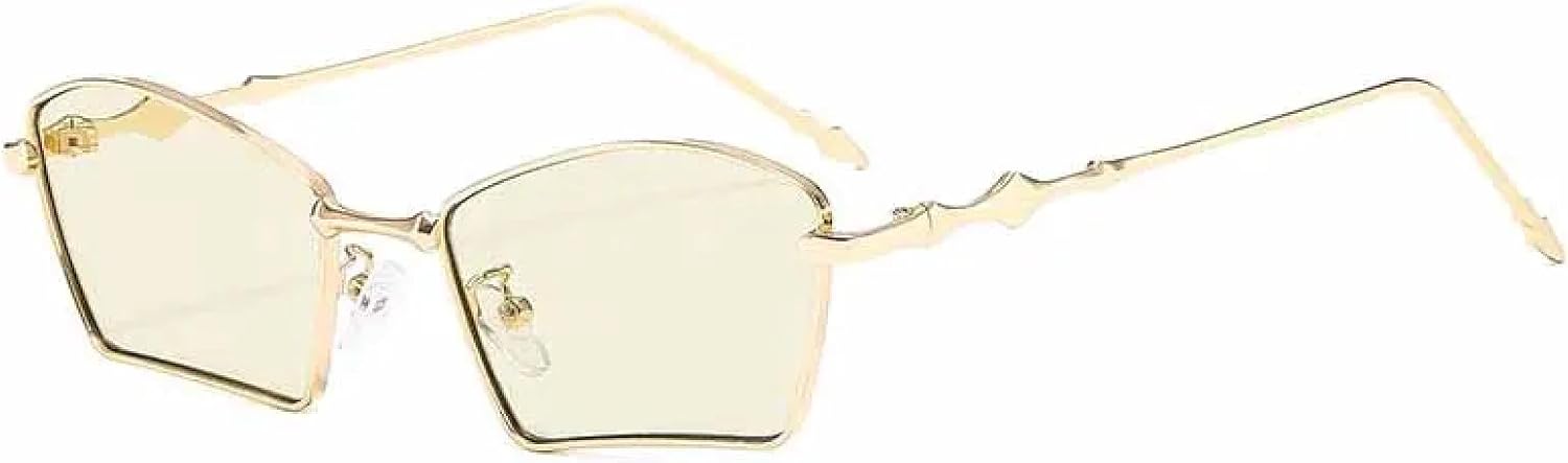 

Ретро-солнцезащитные очки неправильной формы, высококачественные, для женщин и мужчин, модные, в металлической оправе, в стиле панк, для путешествий, с защитой от УФ-излучения UV400 TKKTLLT, Gold Green