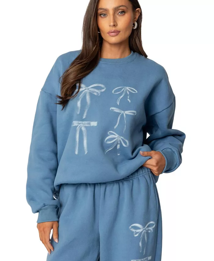 

Женская толстовка Bow Bliss oversize Edikted, синий