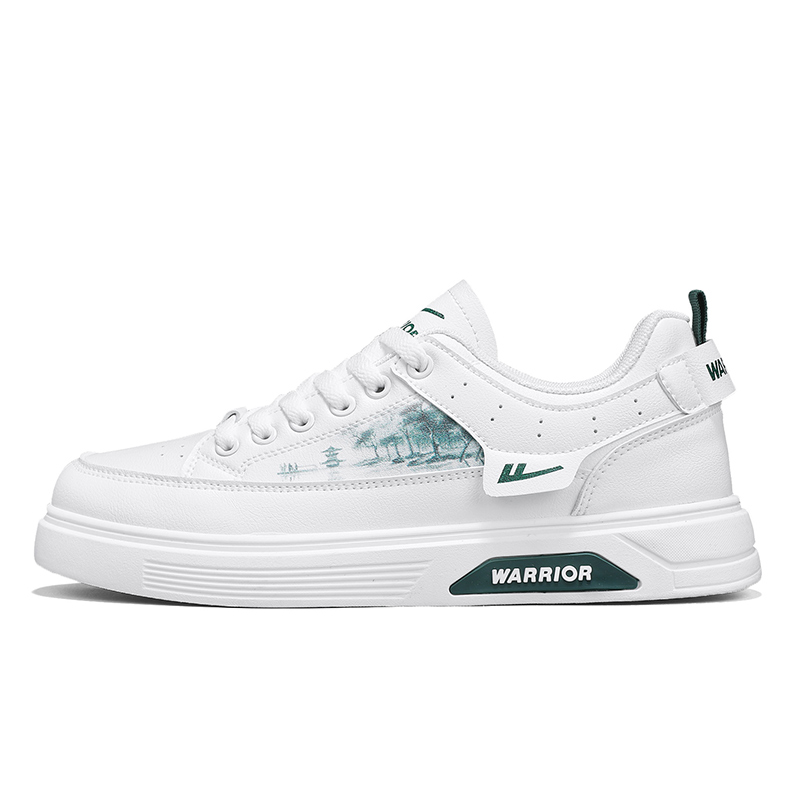 

WARRIOR Кроссовки для скейтбординга Coverage, износостойкие, легкие, дышащие, нескользящие, с низким верхом, мужские, белые, зеленые