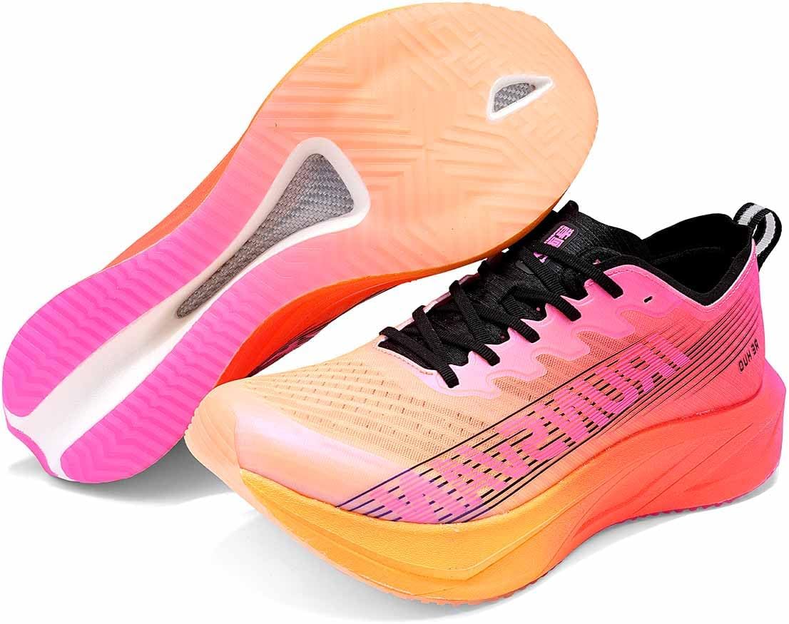 

Беговые кроссовки с углеродной пластиной для мужчин и женщин, легкие, с амортизацией и поддержкой свода стопы, для бега, тренировок и повседневной носки Irunsvan, красный