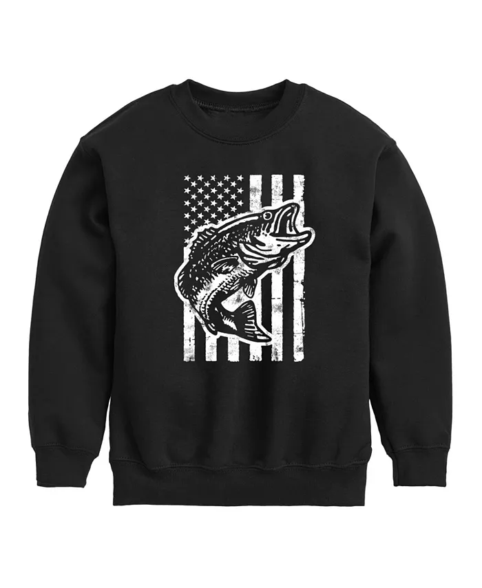 

Флисовая футболка с принтом в виде рыбы и флага Америки для мальчиков Big Boys Hybrid, черный