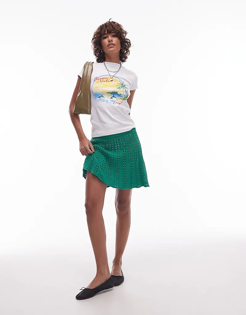 

Трикотажная мини-юбка Topshop зеленого цвета