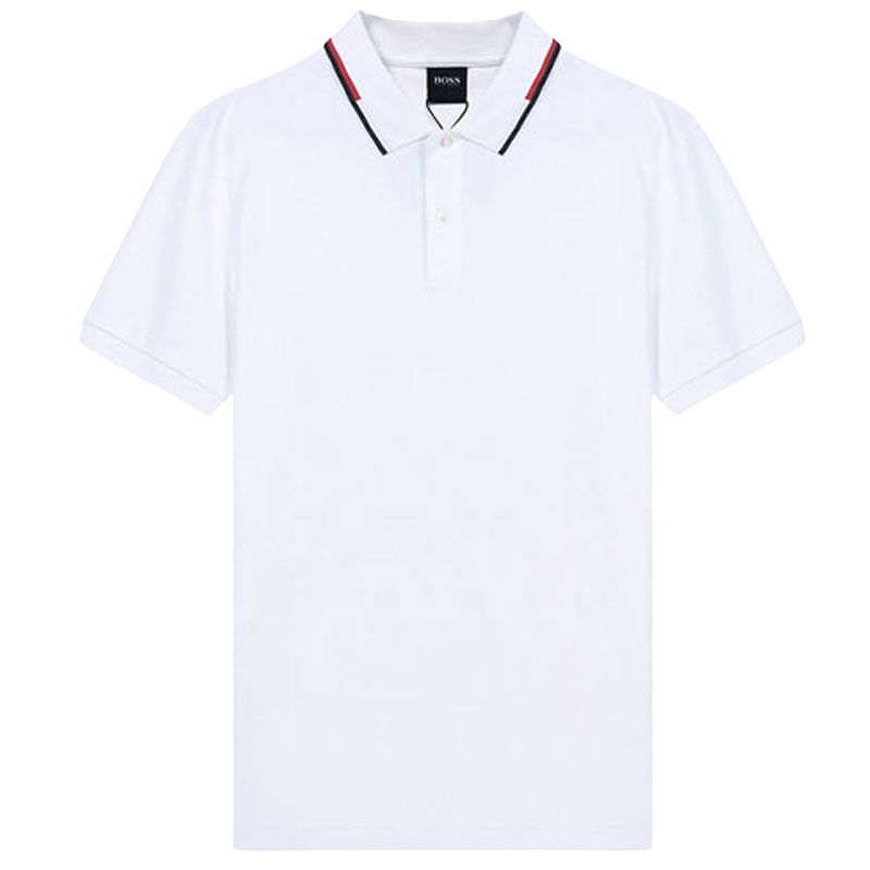 

HUGO BOSS Белая мужская поло с коротким рукавом, Белый, HUGO BOSS Белая мужская поло с коротким рукавом