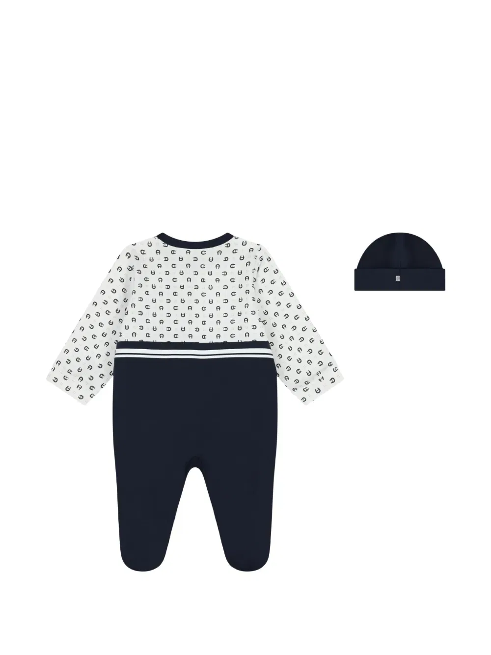 Детский комбинезон-шапочка с принтом Aigner Kids, синий — фото 2