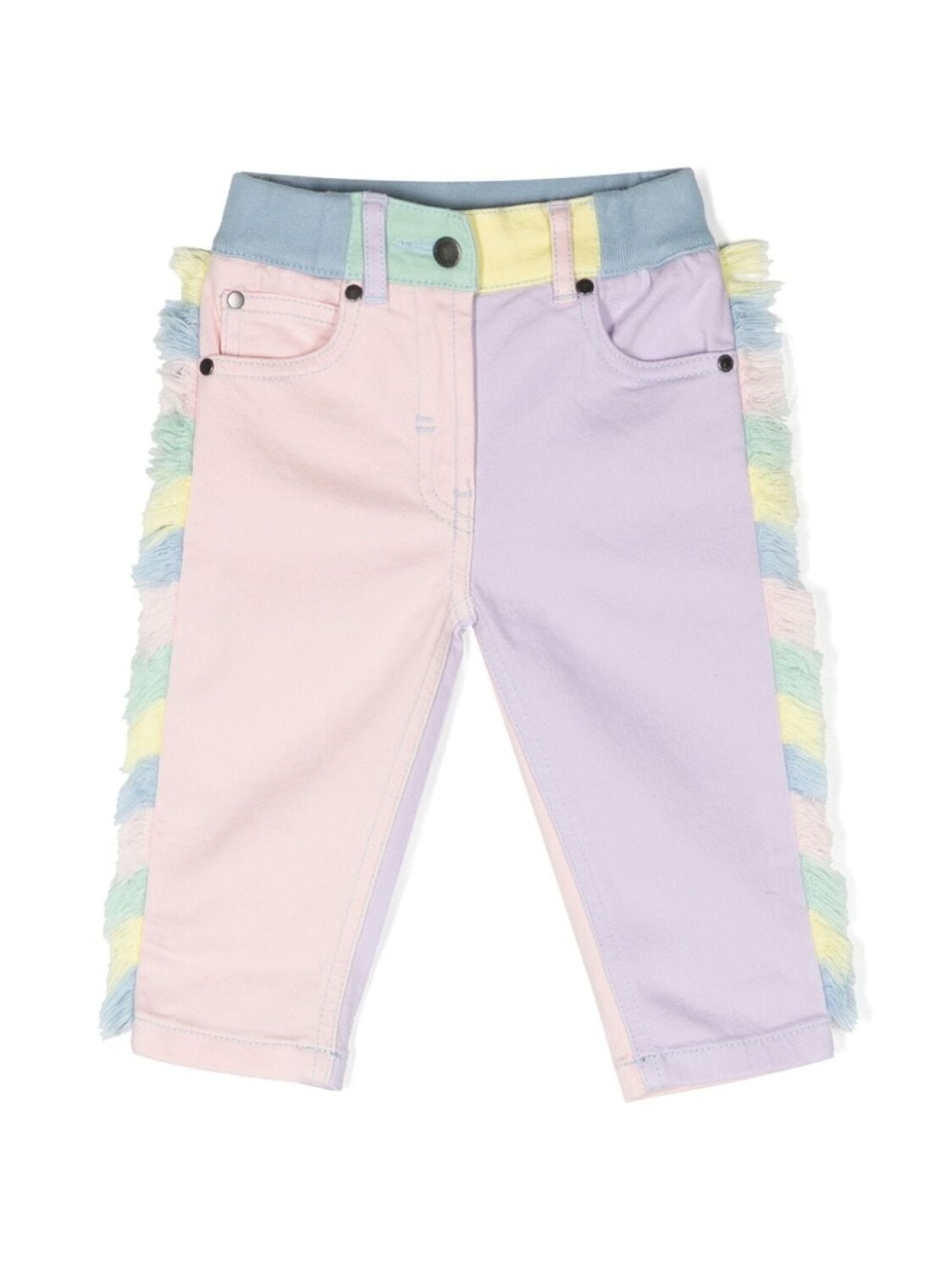 

Stella McCartney Kids джинсы в стиле колор-блок с бахромой, розовый