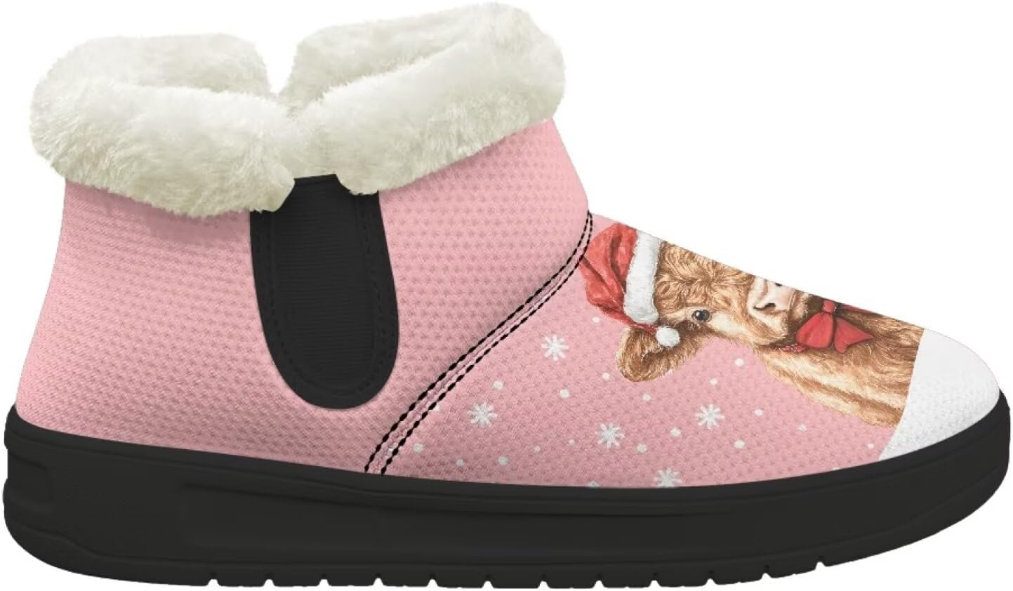 

Зимние теплые плюшевые ботинки Forchrinse с меховой подкладкой для женщин и мужчин, удобные зимние ботильоны для прогулок, Christmas Highland Cow