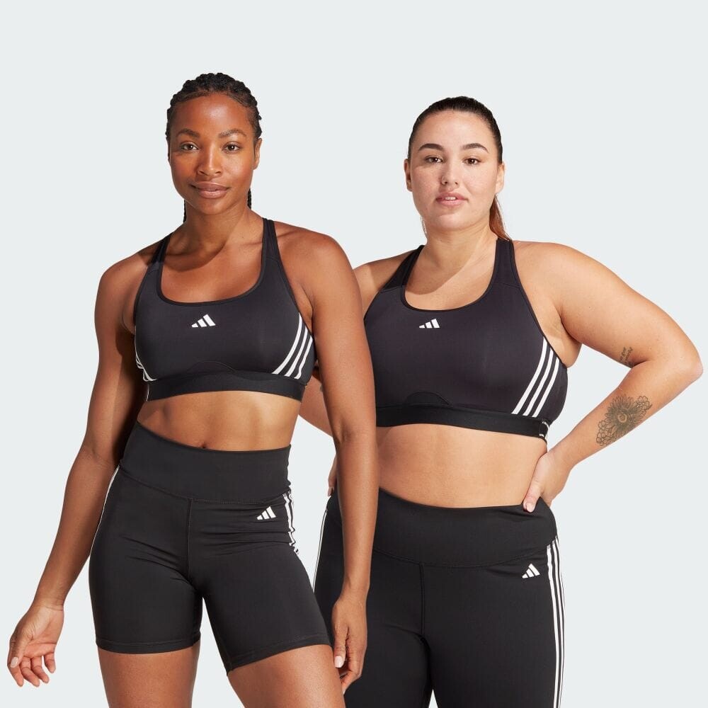 

Спортивный бюстгальтер Adidas POWERIMPACT TRAIN MEDIUM SUPPORT 3-STRIPES BRA, цвет Black White