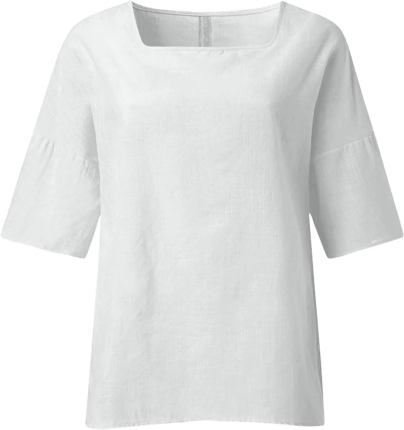 Футболка женская из льна и хлопка, T-Shirt, белый — фото 4
