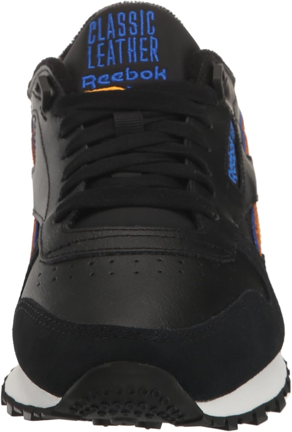 Мужские винтажные кроссовки Reebok Classic Leather 1983, черный/оранжевый — фото 2