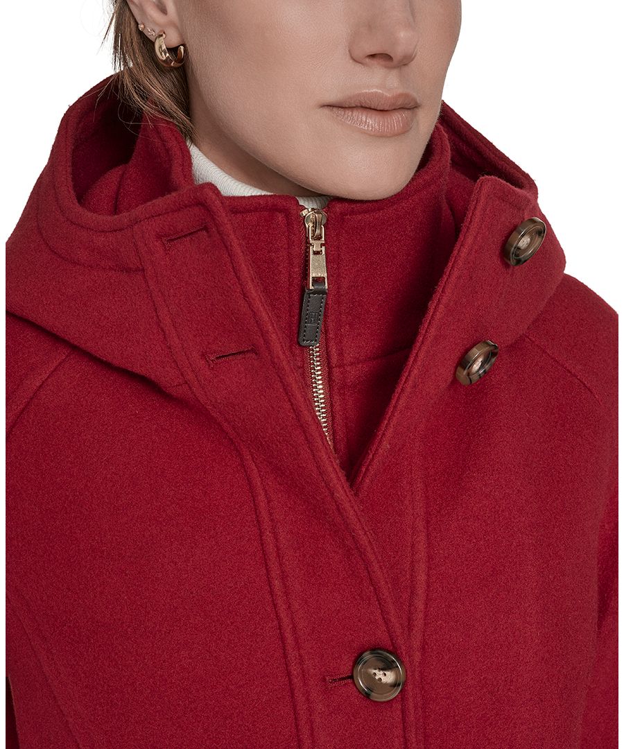 Женское пальто с капюшоном и застежкой на пуговицы Tommy Hilfiger, Red — фото 4