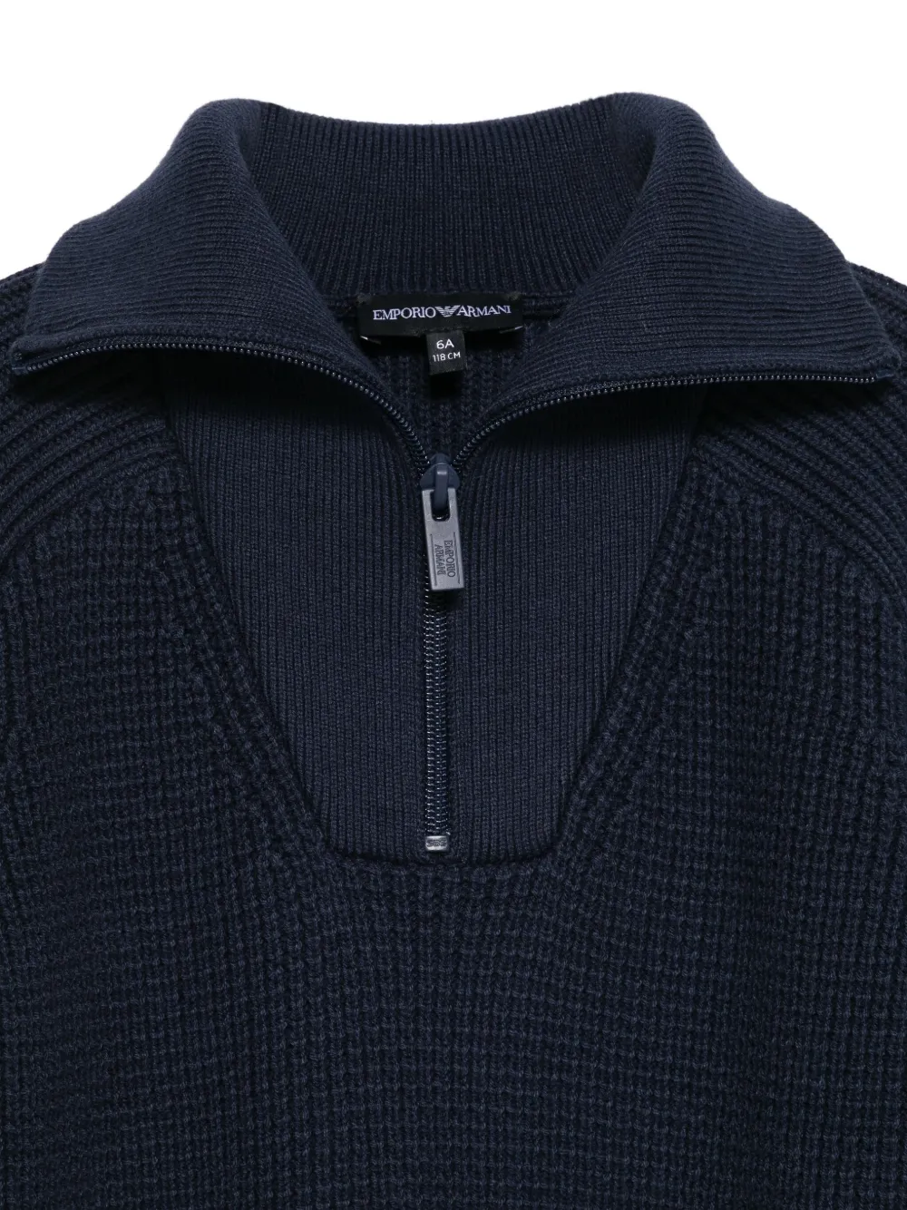 Джемпер в рубчик с воротником на молнии Emporio Armani Kids, синий — фото 3