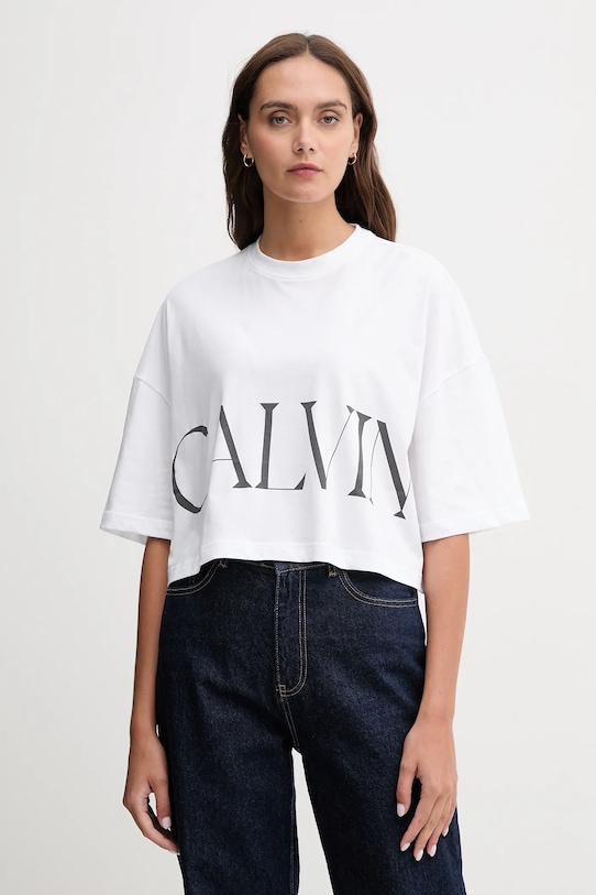 

Хлопковая футболка Calvin Klein Jeans, белый