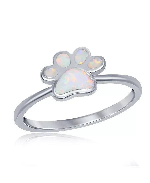 

Кольцо из стерлингового серебра с инкрустацией из белого опала и отпечатком лапы Caribbean Treasures, blue