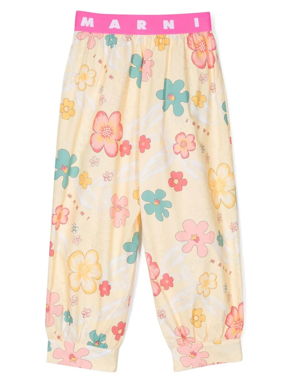 Прямые брюки с цветочным принтом Marni Kids, желтый — фото 2