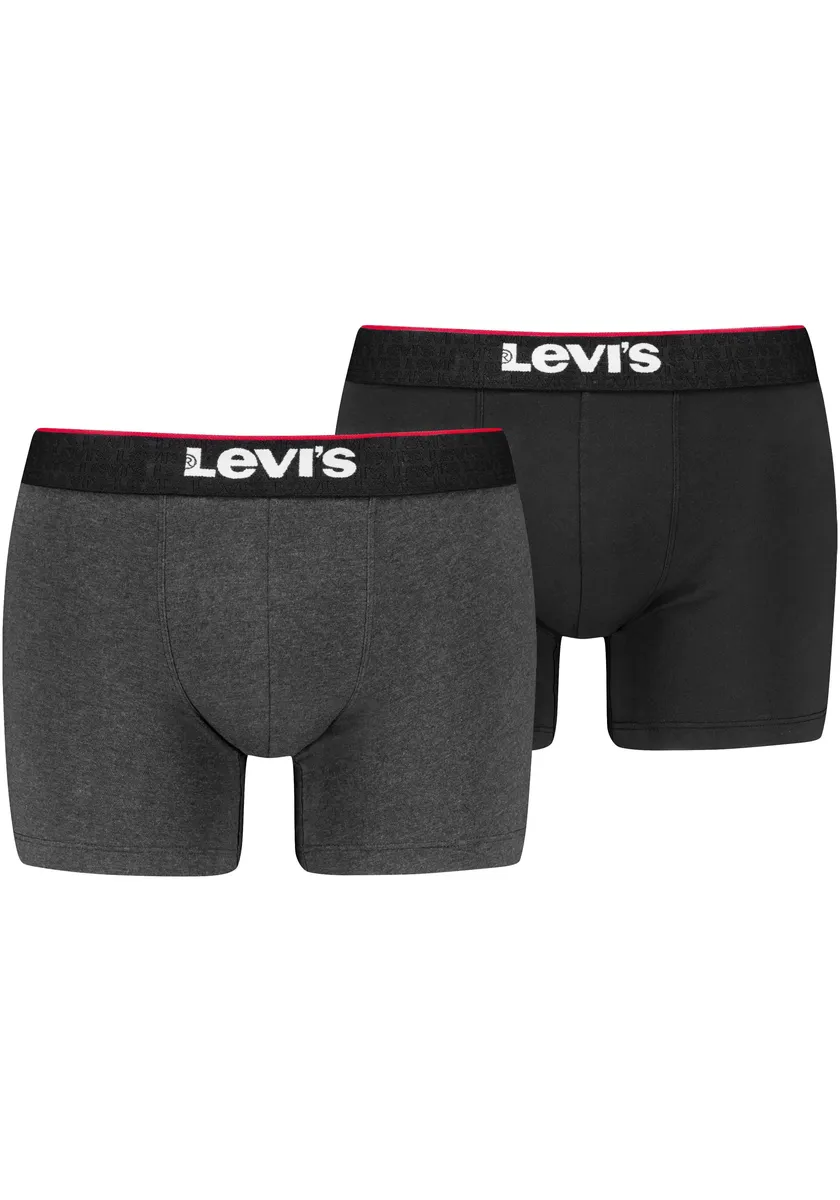 

Трусы-боксеры Levi's (2 шт. в упаковке) с тканым эластичным поясом с цветной окантовкой, черный