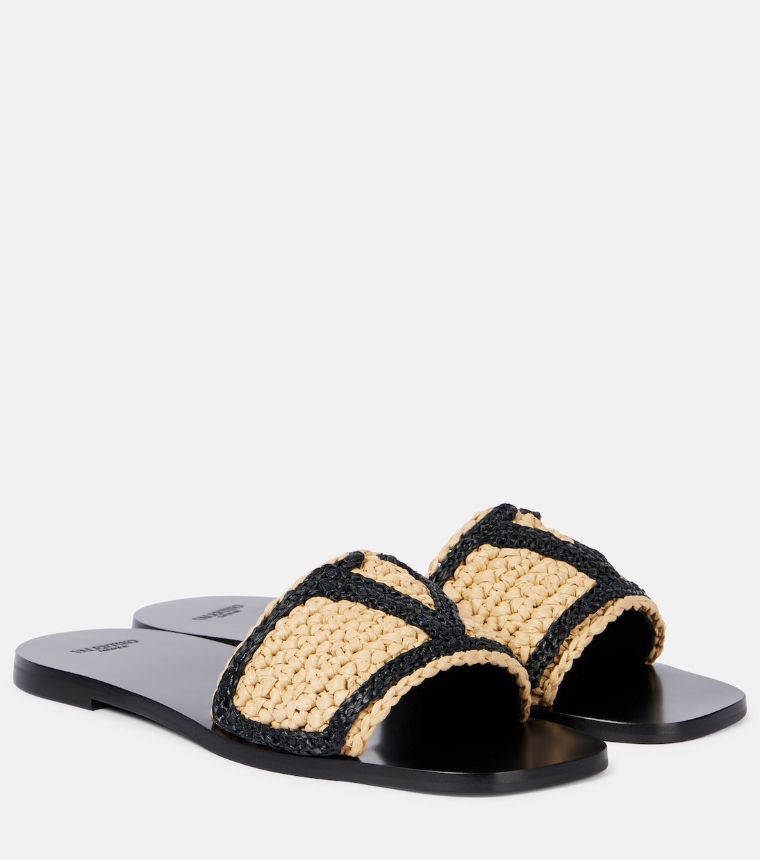Viva Superstar вышитые вязаные шлепанцы Valentino Garavani, Naturale/Nero