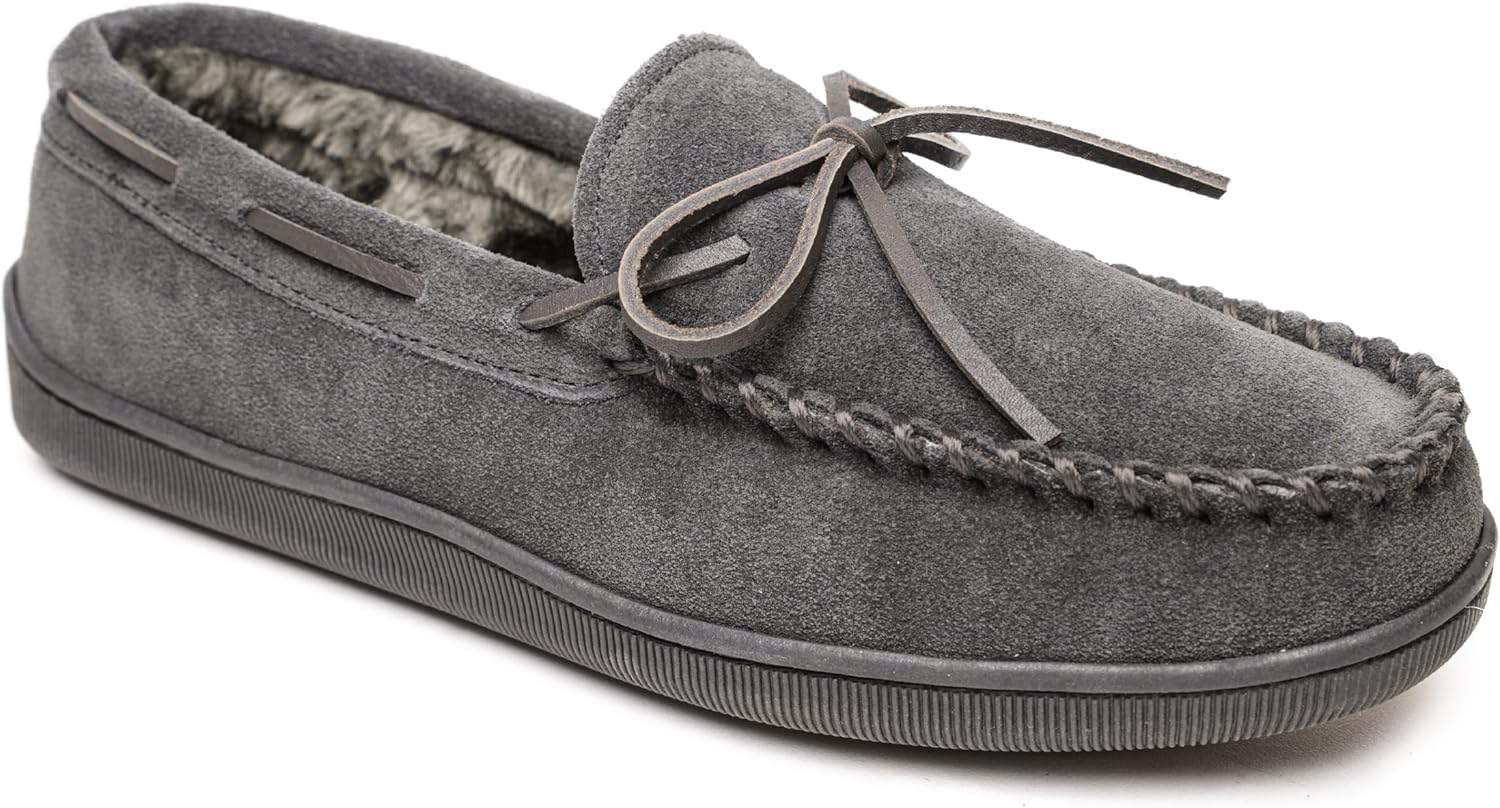 Мужские тапочки Minnetonka с плюшевой подкладкой и жесткой подошвой, Charcoal