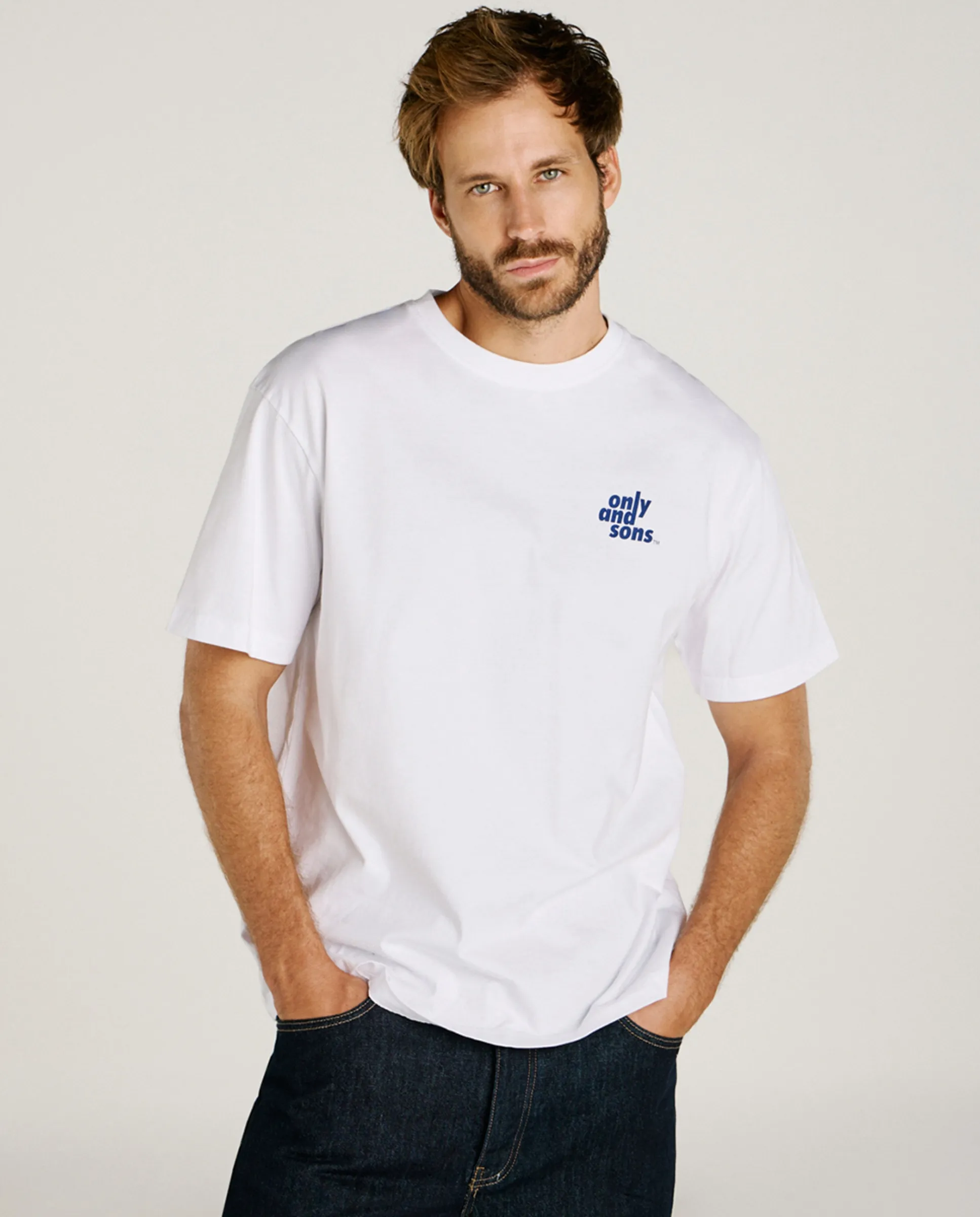 

Мужская футболка с коротким рукавом, свободного кроя Only & Sons, белый