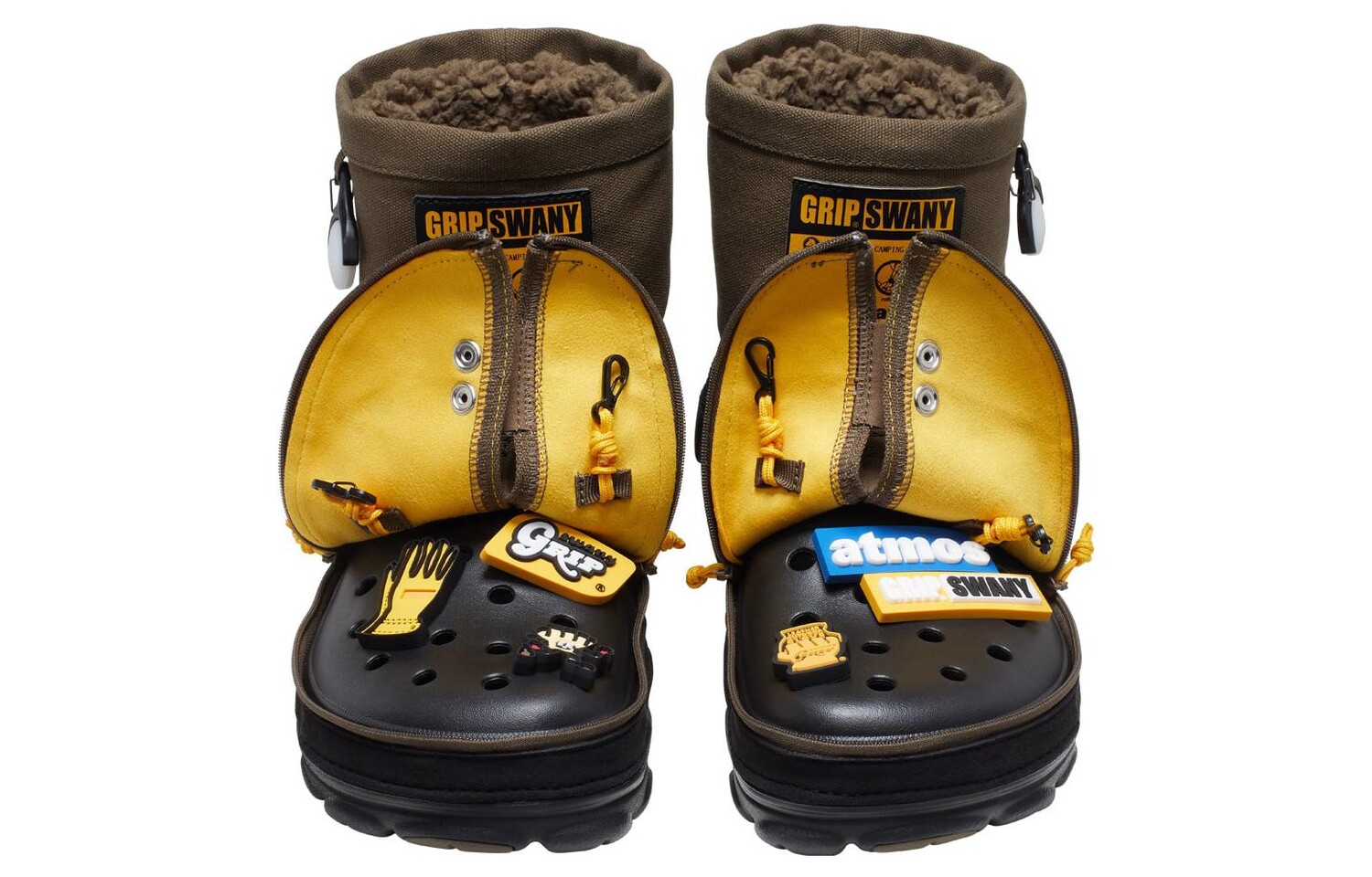 Женские ботинки Crocs комбинированные зимние, коричневый — фото 4