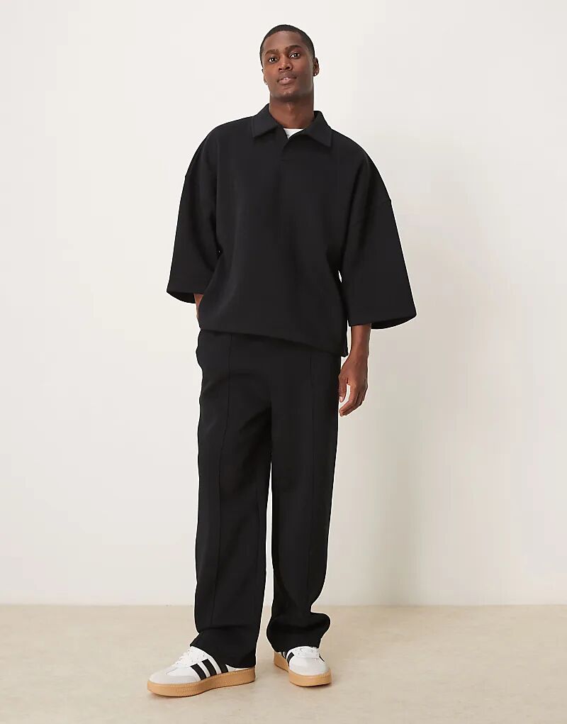 

Широкие плиссированные брюки-джоггеры ASOS DESIGN черного цвета — часть комплекта