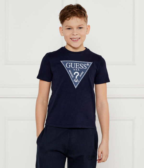 

Футболка детская Guess хлопковая с логотипом, синий
