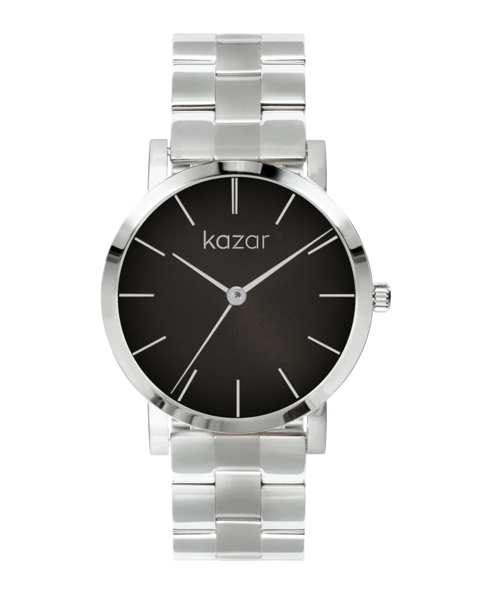 

Серебряные часы с циферблатом М Kazar, черный