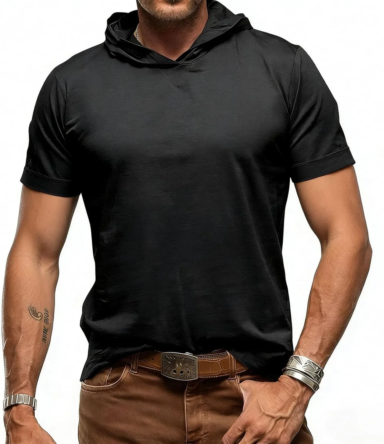 Мужская худи Casual, короткий рукав, однотонная