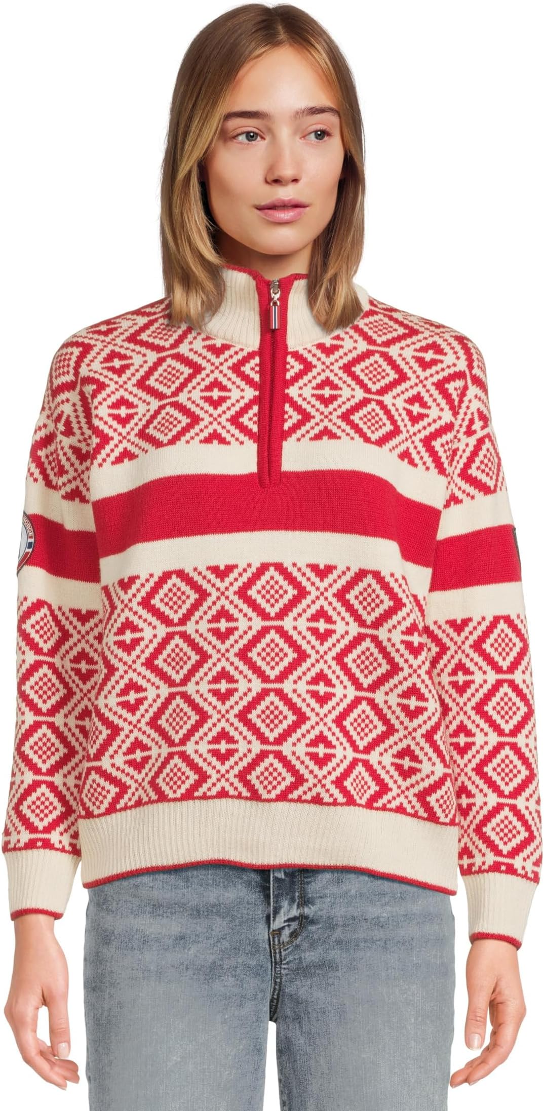 

Свитер Dale of Norway Women's Cortina Team Norway Feminine Sweater, Raspberry/Offwhite