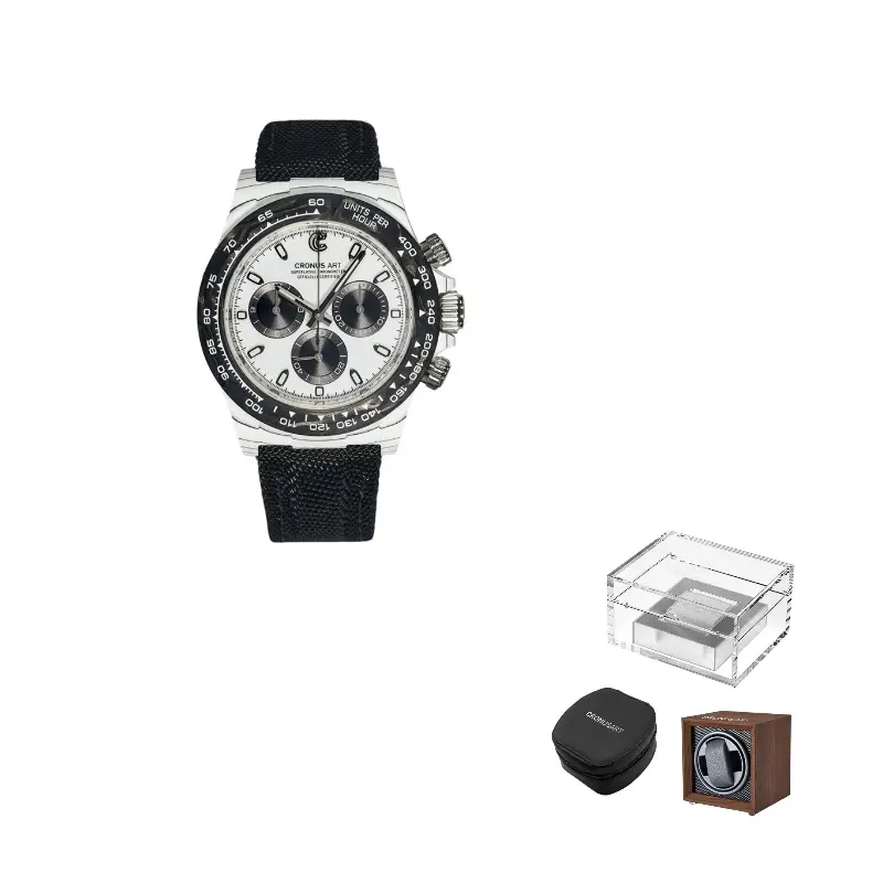 

CRONUSART Часы Cross Daytona Automatic Mechanical Movement Canvas Strap Watch Men's Watch White Dial, White Big Three Eyes