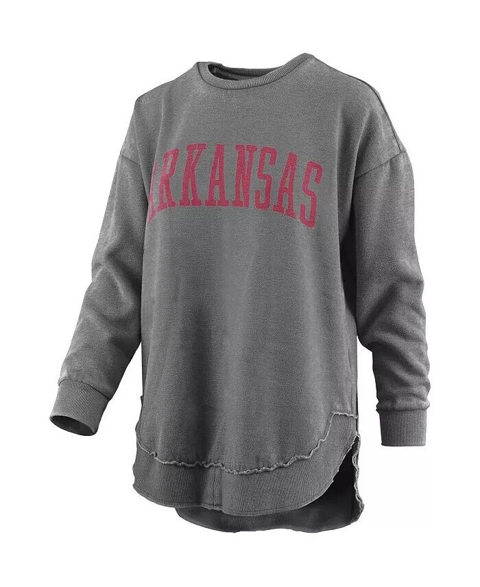 

Женский черный рваный свитшот Arkansas Razorbacks в винтажном стиле с эффектом потертости Pressbox