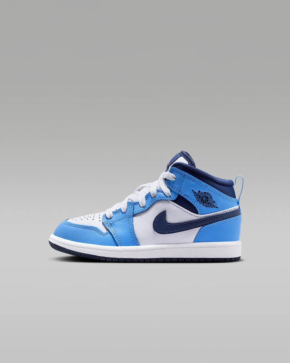 Кроссовки Jordan 1 Mid для малышей, University Blue/White/Sail/Midnight Navy