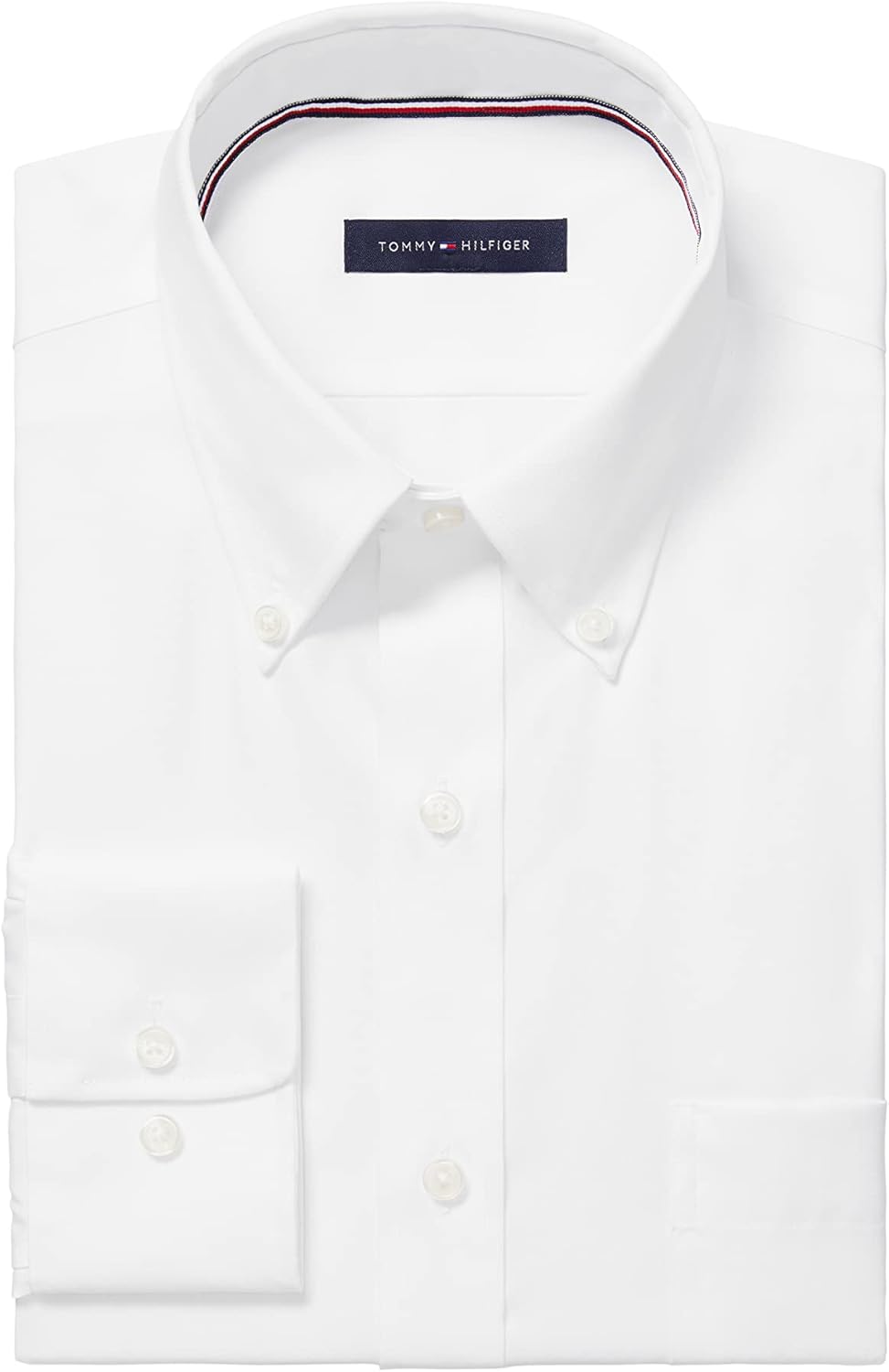 Мужская рубашка Tommy Hilfiger с воротником на пуговицах, не требующая глажки, White — фото 3