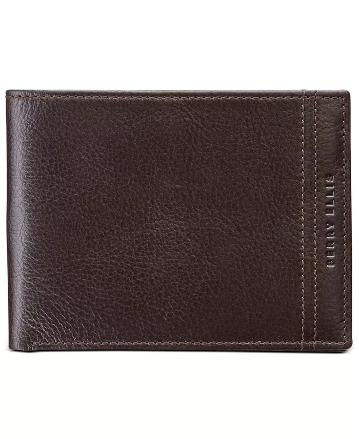 

Мужской кожаный кошелек с защитой RFID Perry Ellis Portfolio, коричневый