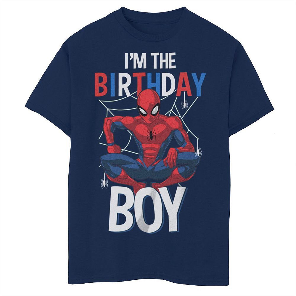 

Футболка с рисунком «Человек-паук Marvel I’m the Birthday Boy Husky» для мальчиков Licensed Character, темно-синий