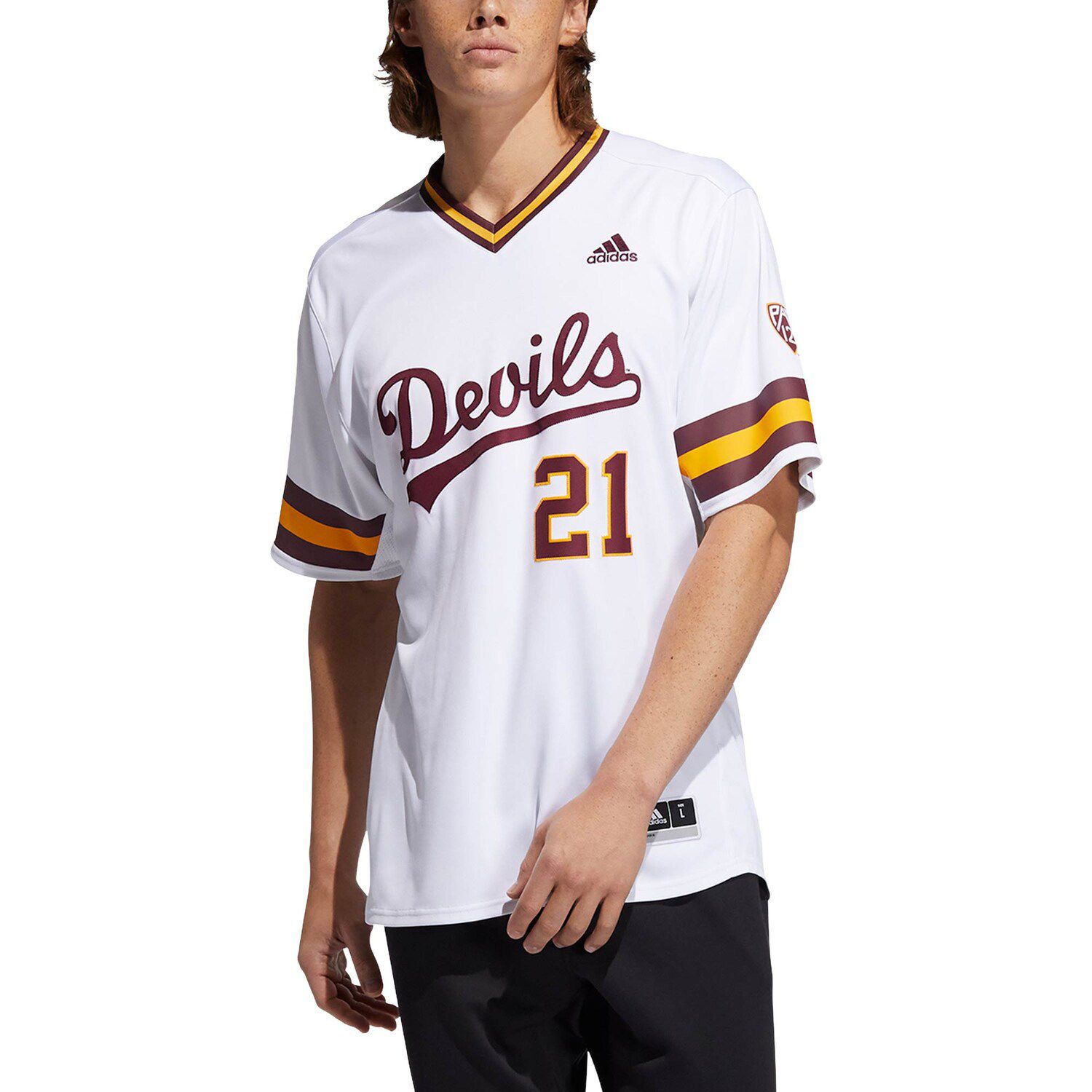 

Мужская белая бейсбольная майка штата Аризона Sun Devils Replica adidas, Белый, Мужская белая бейсбольная майка штата Аризона Sun Devils Replica adidas