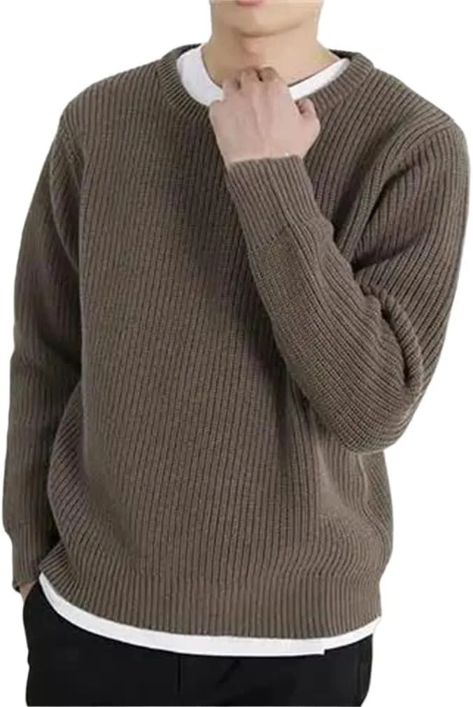 

Мужской свитер с длинным рукавом из грубой шерсти