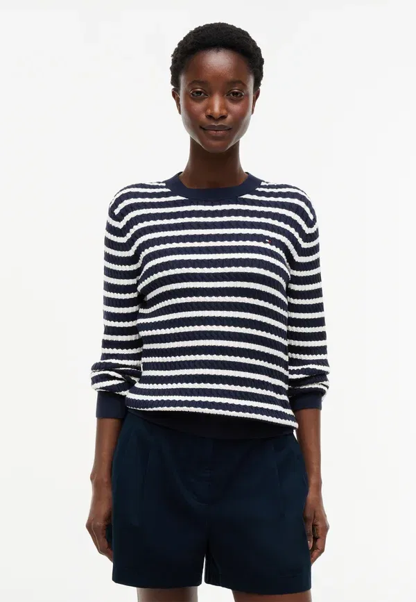 Свитер Tommy Hilfiger, breton stripe dark navy/ivory petal, темно-синий/слоновая кость