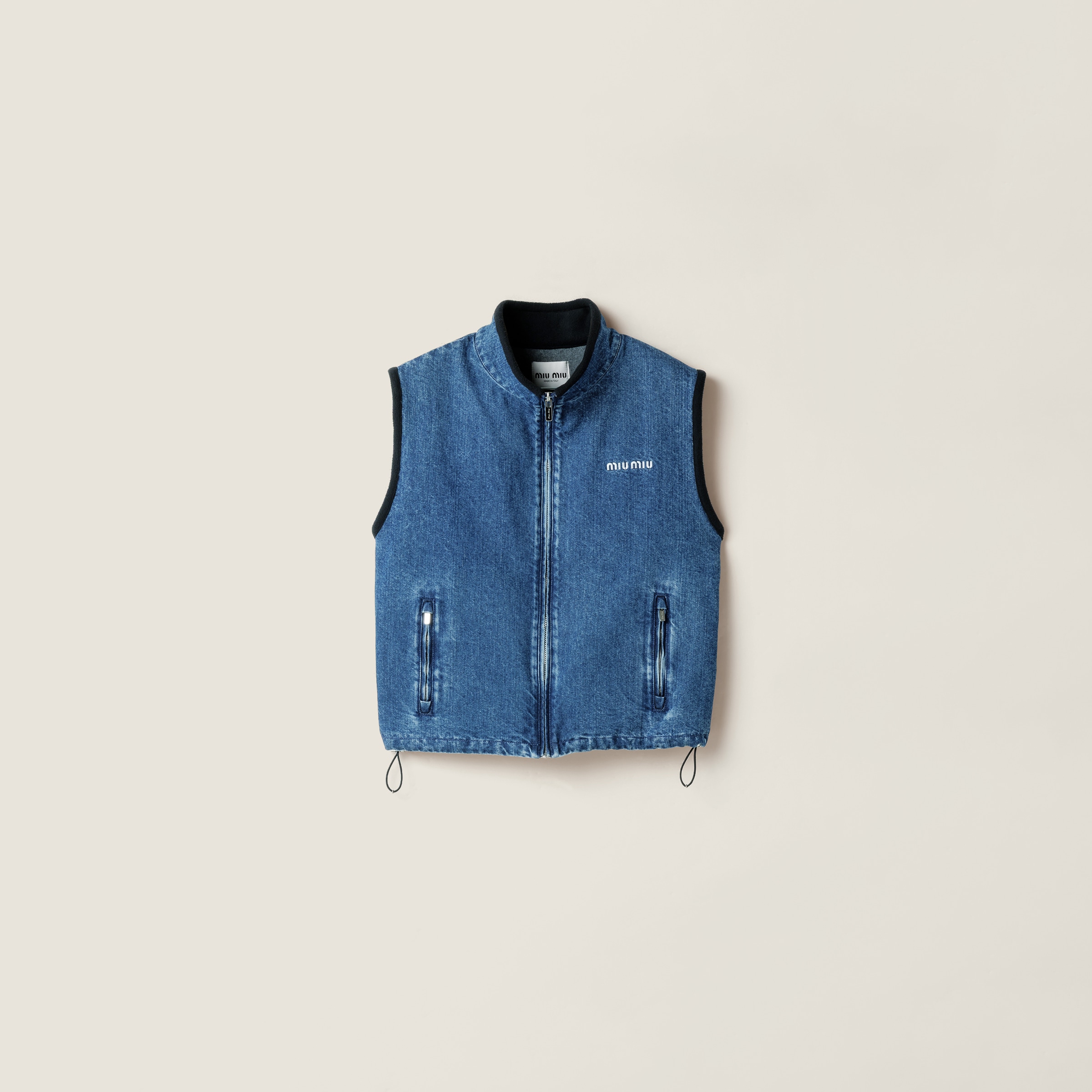 

Кашемировый джинсовый жилет-блузон MIU MIU, темно-синий