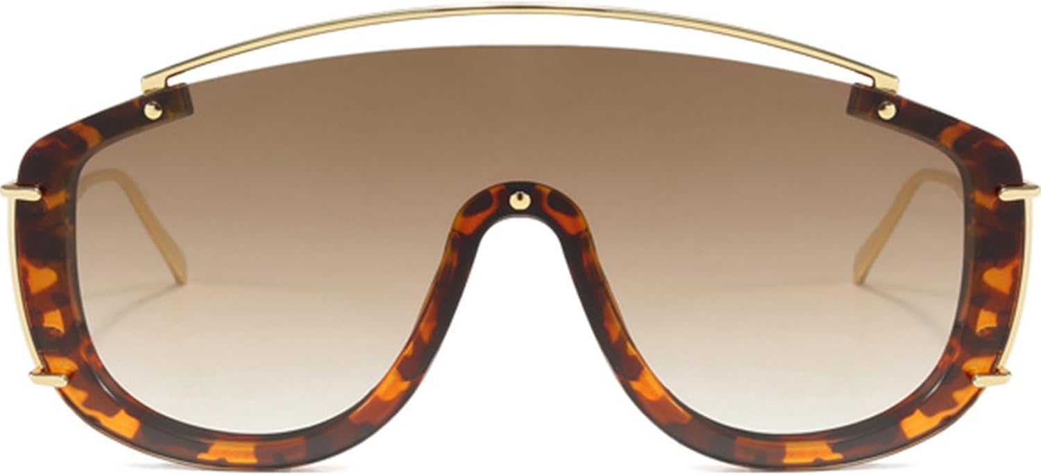 

Модные солнцезащитные очки большого размера для женщин в стиле ретро, ​​большие солнцезащитные очки-авиаторы с защитой от УФ-излучения и цельной линзой Kashm, Leopard/Gradient Brown