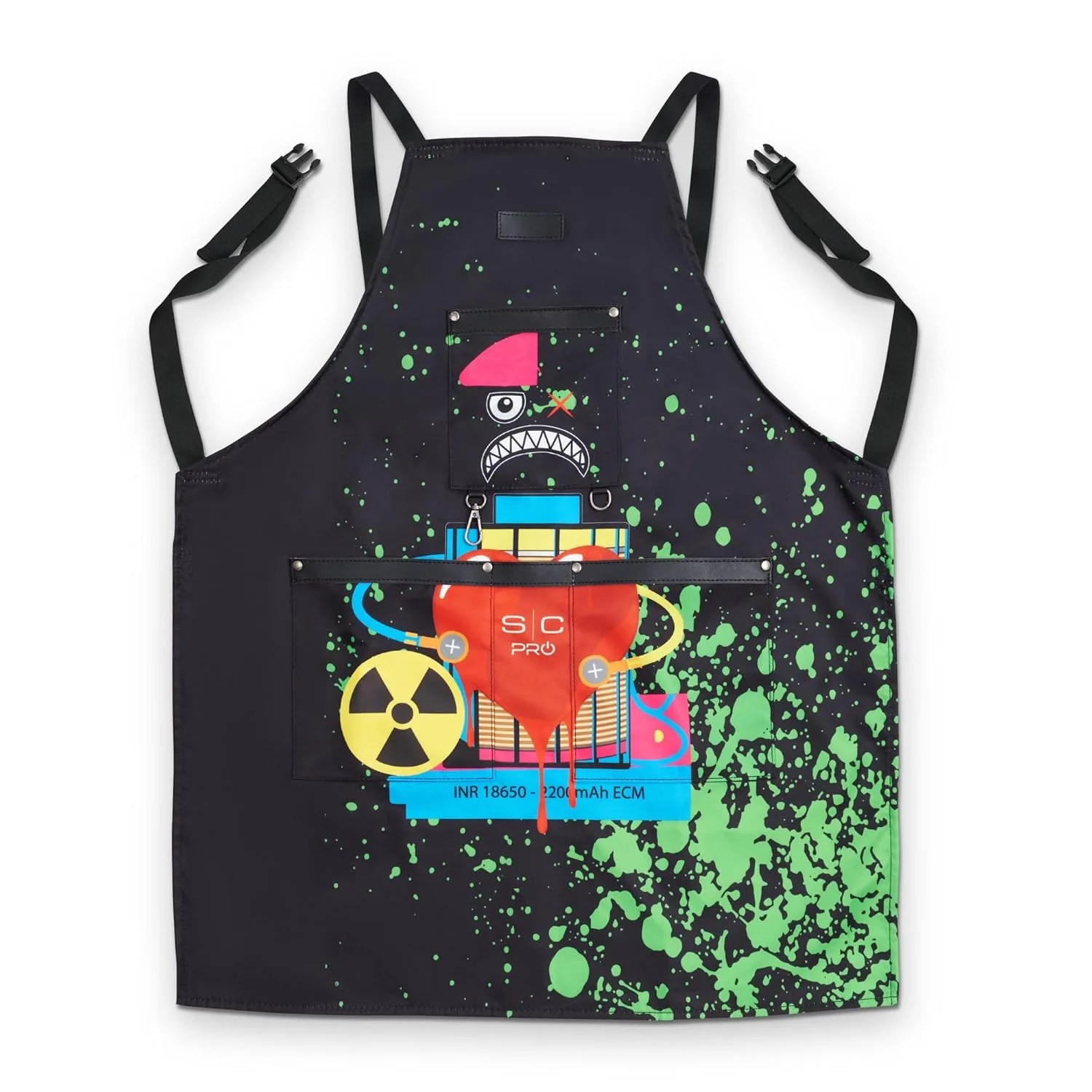 Профессиональный водонепроницаемый фартук для парикмахерской StyleCraft Heavy Weight с перекрестными лямками на спине и карманами., Radioactive Black — фото 4